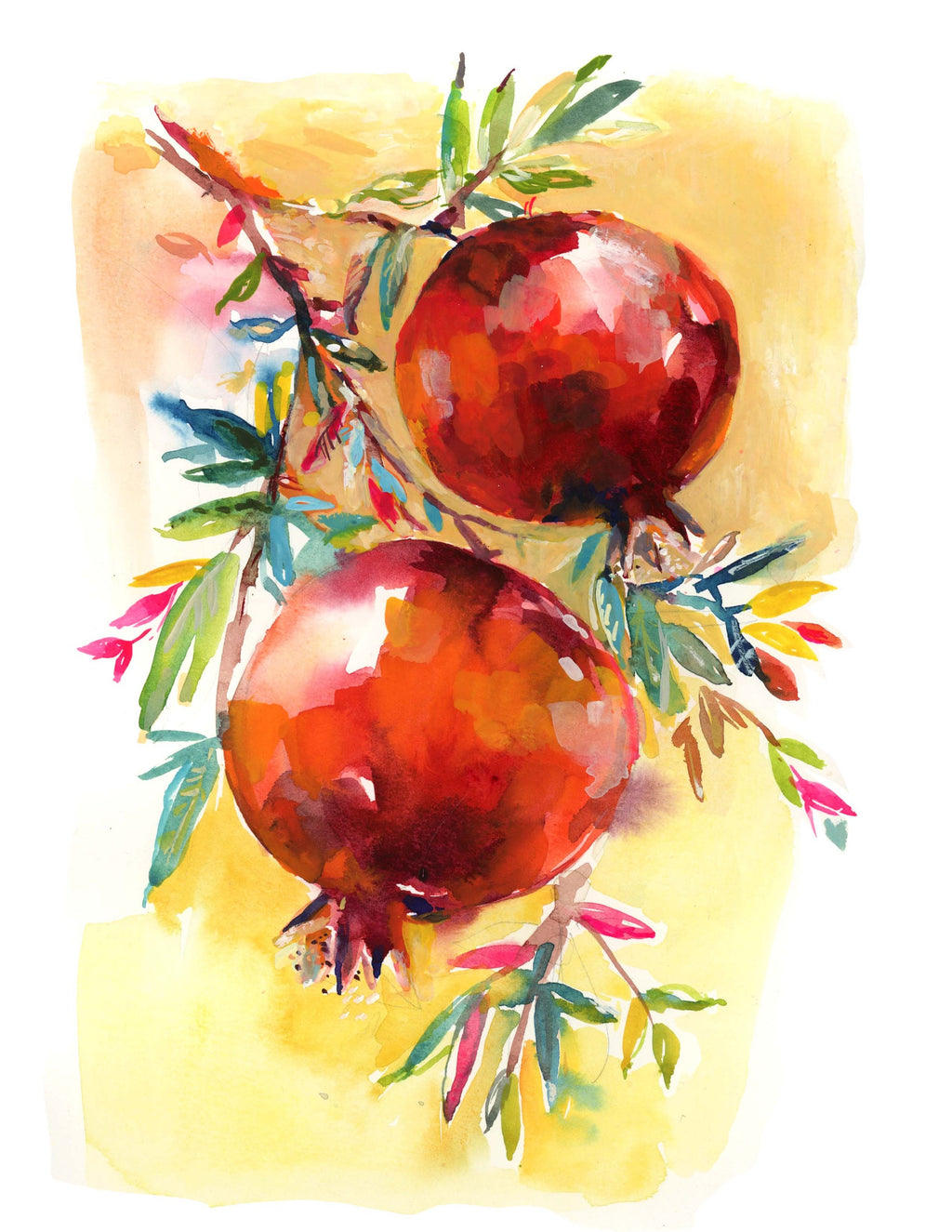 Pomegranates Watercolor Giclee Print: Signed Archival Art