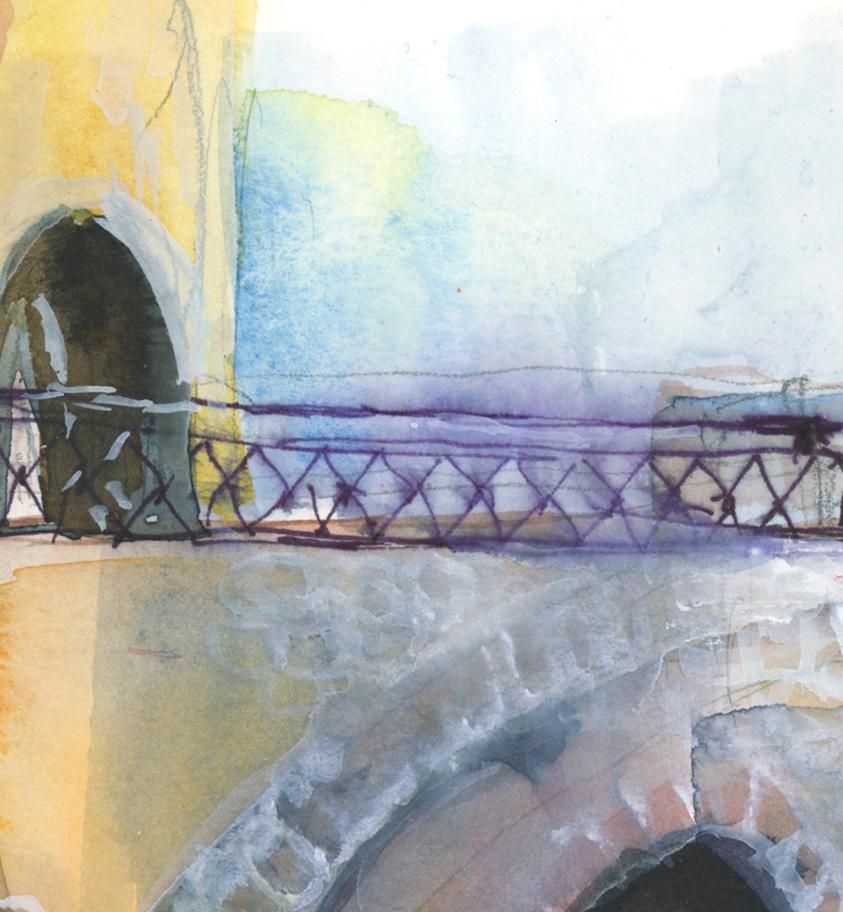 Old Jaffa Watercolor Print: Signed Jewish Art, Israel, Not Framed