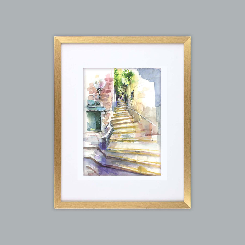 Old Jaffa Watercolor Print: Signed Giclee Art, Israel Wall Decor