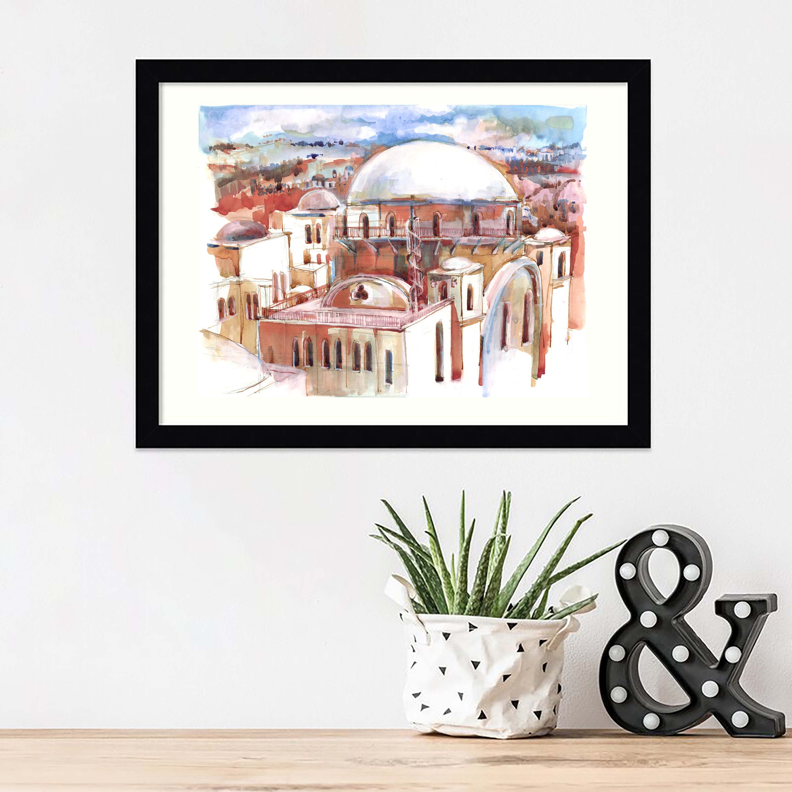Hurva Synagogue Art Print: Old Jerusalem Watercolor