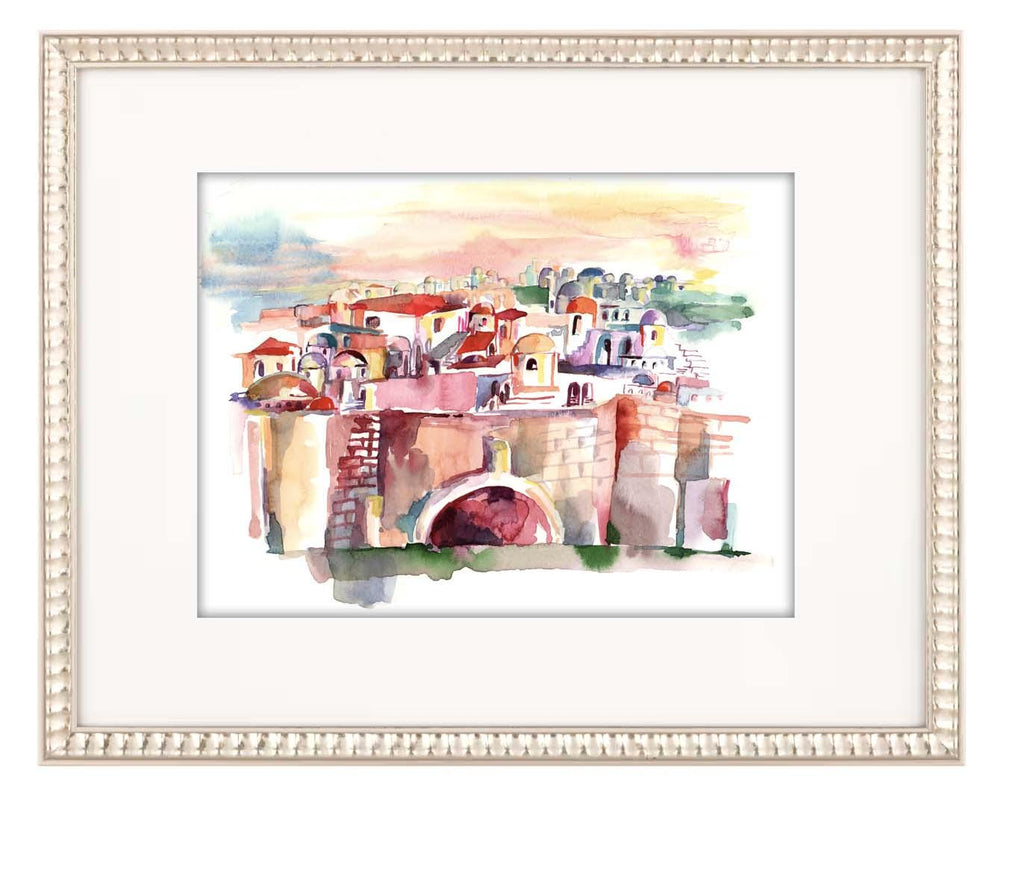 Jerusalem in Color Art Print: Jewish Wall Decor, unframed