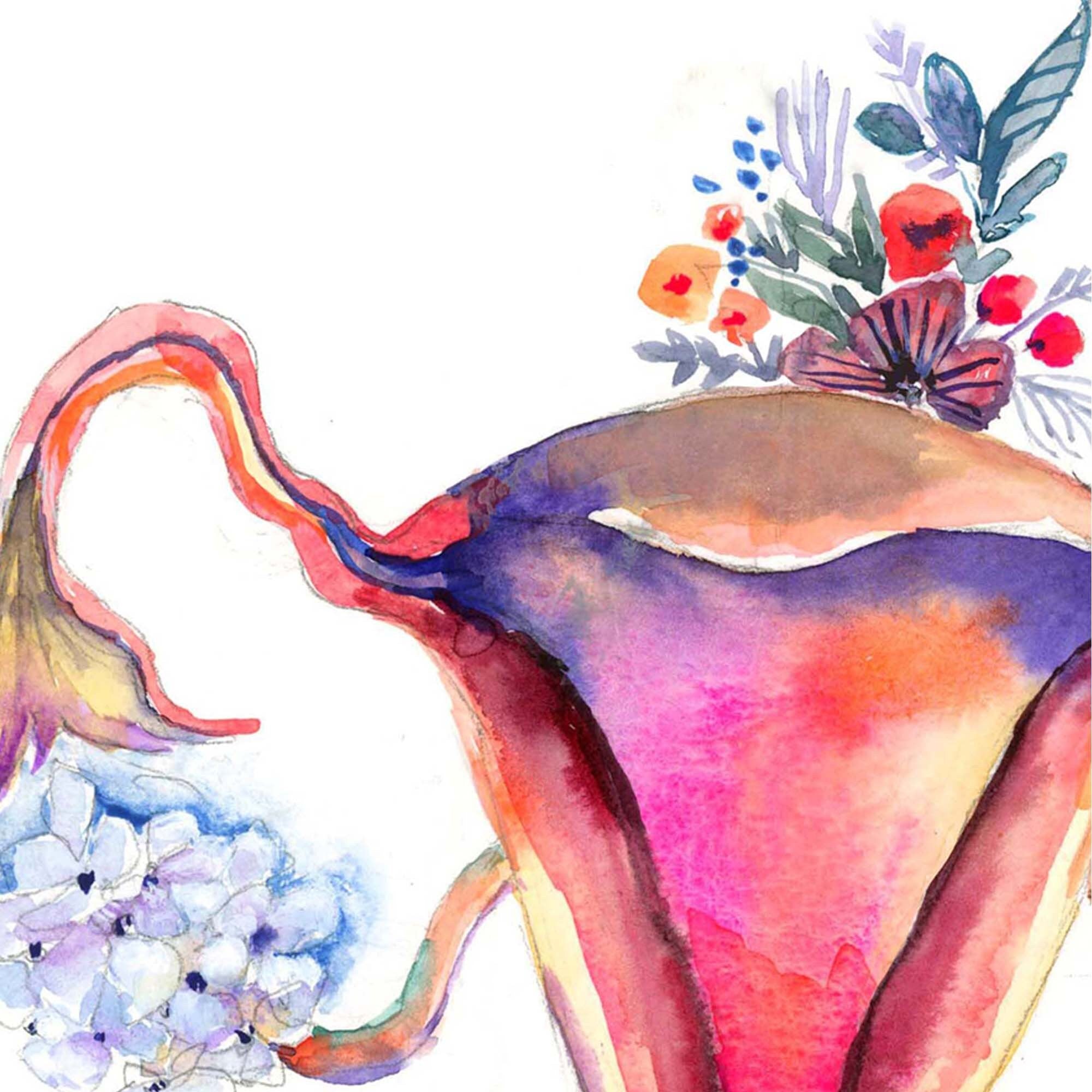 Magical Uterus, Floral Watercolor illustration. Anatomical Organs Art Print, Doctor or Nurse Wall Decor