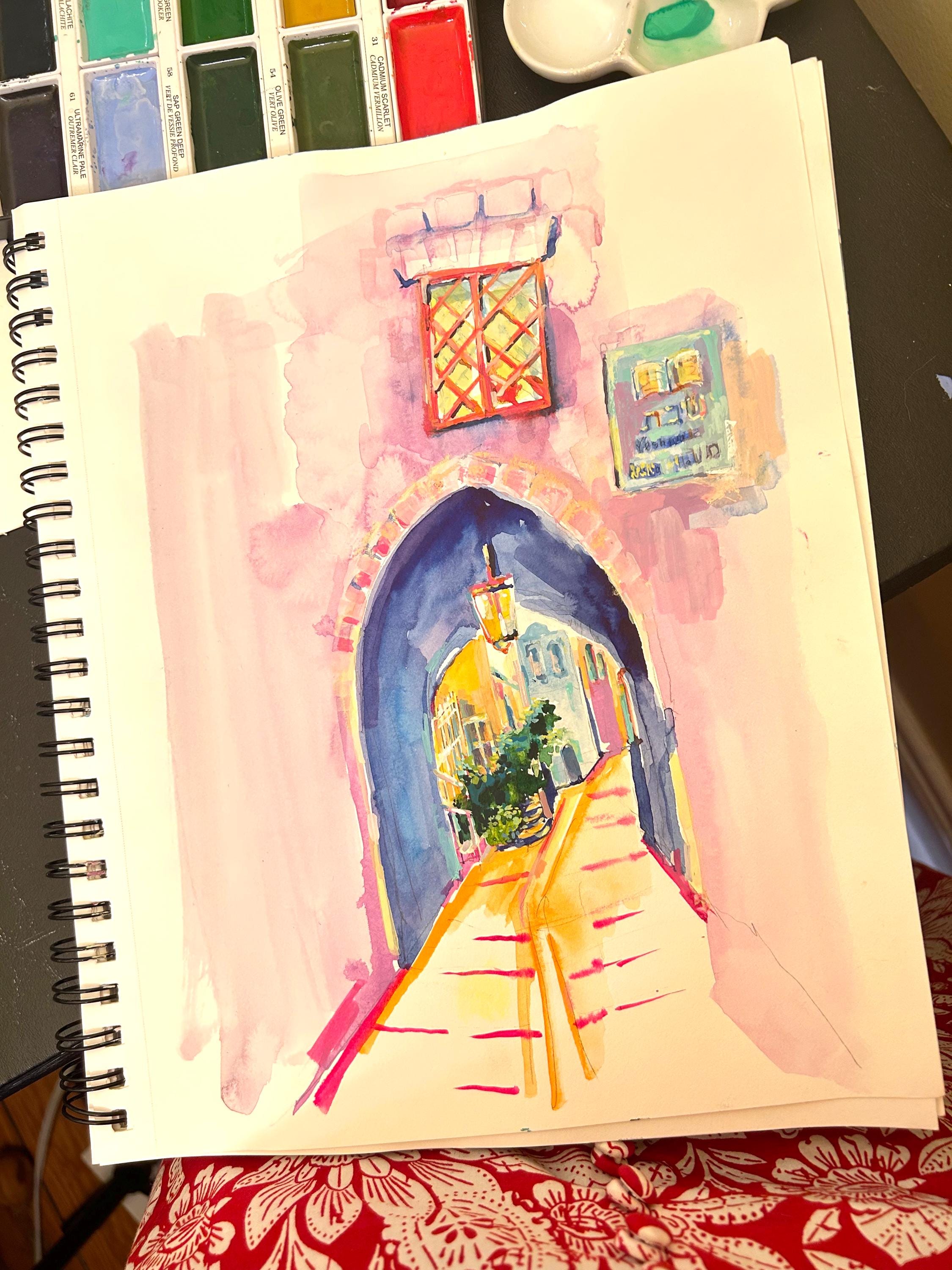 Tzefat I,  Archival Art Print, Watercolor Painting
