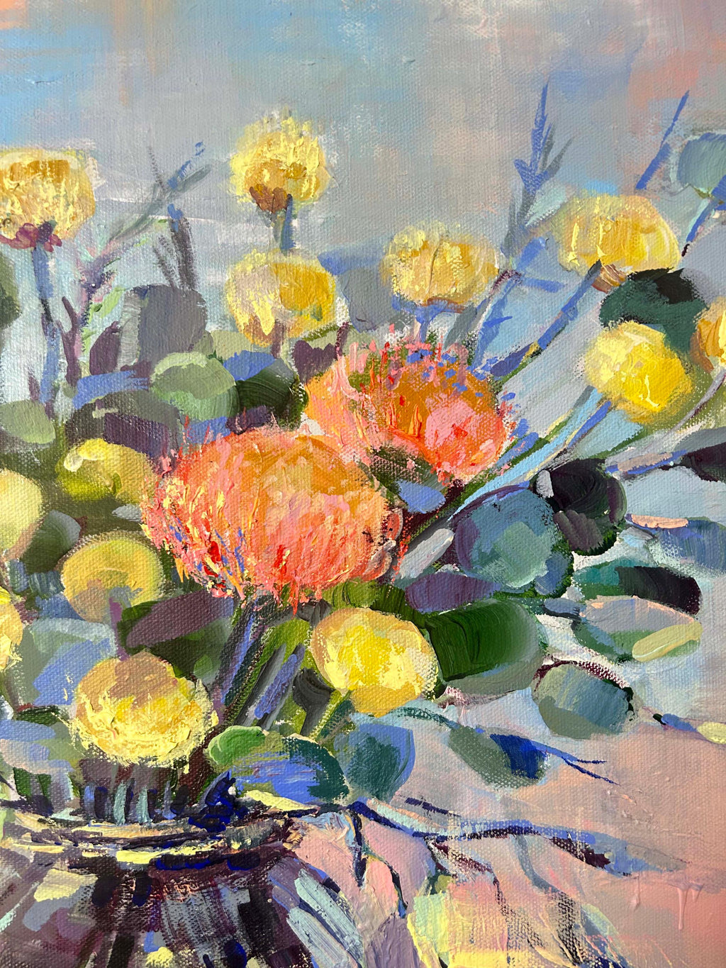 Some desert flowers and Eucalyptus, Shabbos Flowers, art Print, Wall Decor