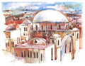 Hurva Synagogue Art Print: Old Jerusalem Watercolor