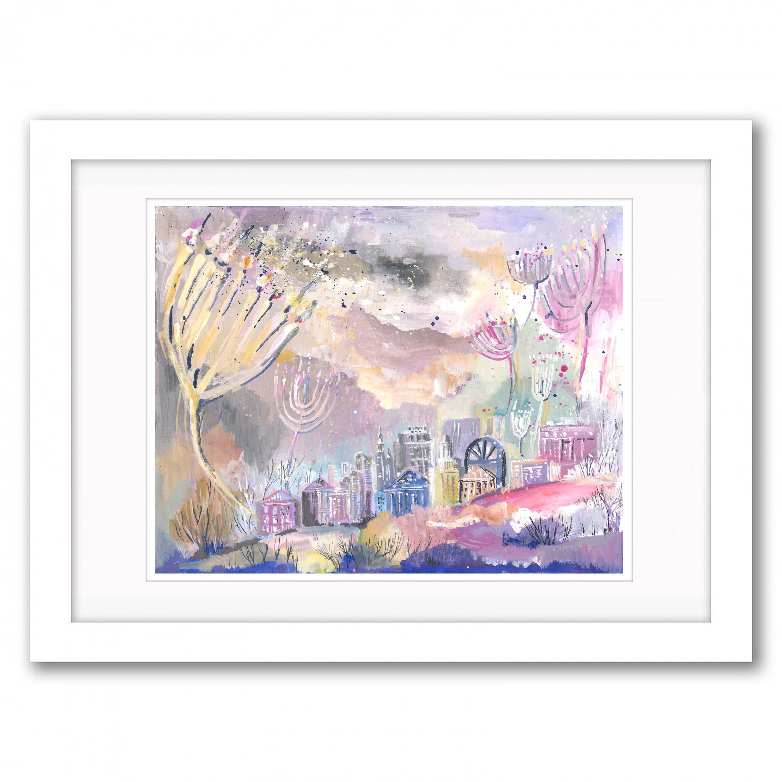 Menorah Park Art Print: Abstract Jewish Chanukah Wall Decor